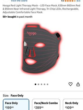 Red Light Therapy LED Face Mask - Black & Red
